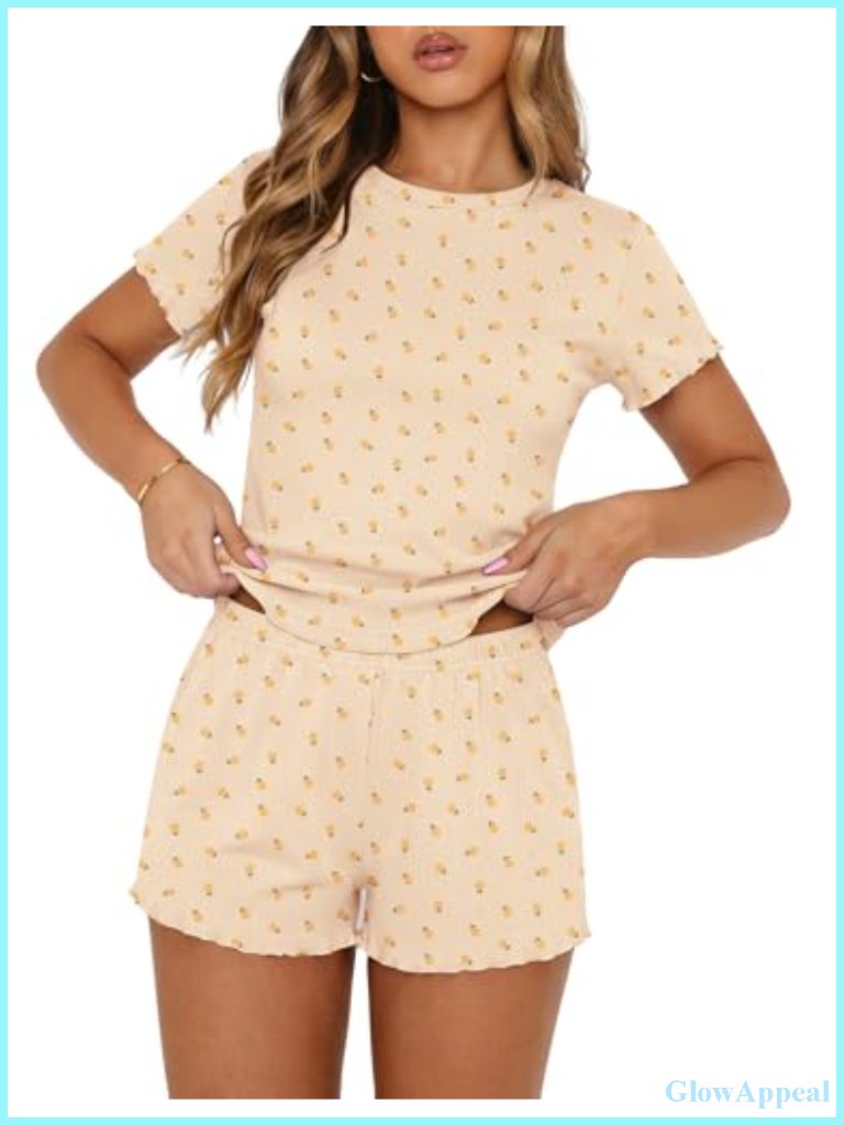 Women's 2-Piece Short Sleeve Pajama Set With Pockets
